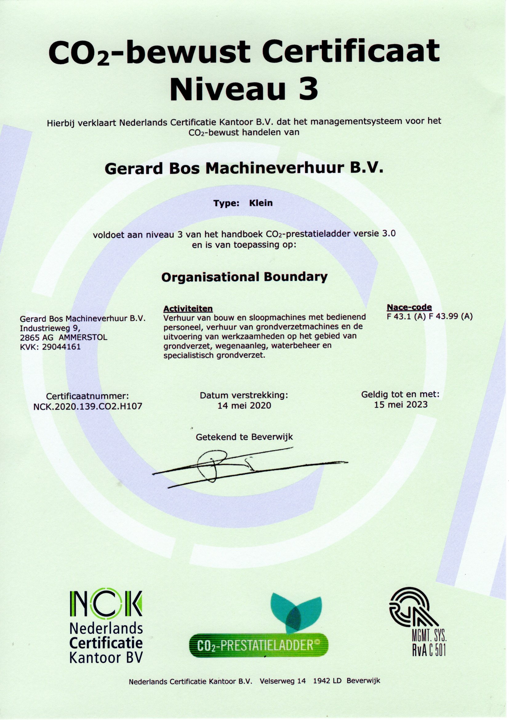 CO2-bewust Certificaat versie 3.0 geldig tm 15-05-2023